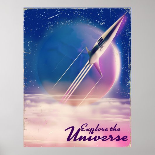 Verken de vintage-ruimteposter van het universum poster (Voorkant)