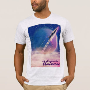 Verken de vintage-ruimteposter van het universum t-shirt