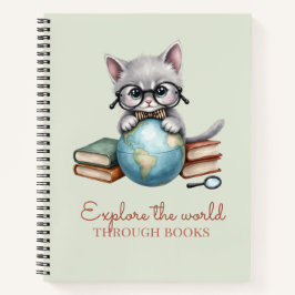 "Verken de wereld door boeken" Schattigee kitten Notitieboek