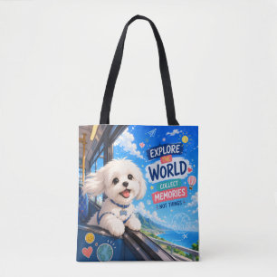 Verken de wereld – Gelukkig Anime Maltezer Reis Tote Bag