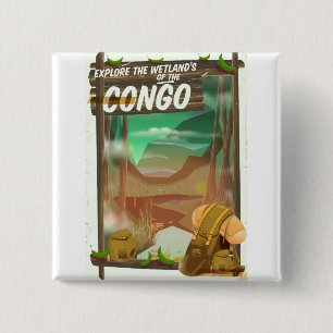 Verken de wetlands van Congo Vierkante Button 5,1 Cm