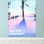 Verken de wildernis! Dierafdrukken in de winter Canvas Afdruk (Insitu (Houten vloer))