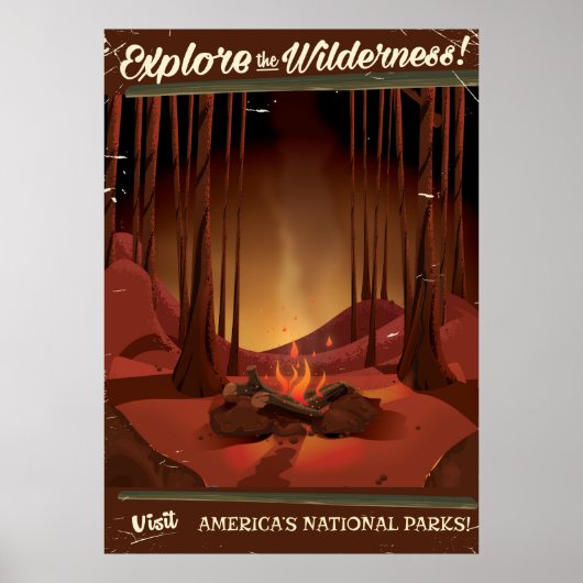 Verken de wildernis! Kampeer vuurposter Poster (Voorkant)