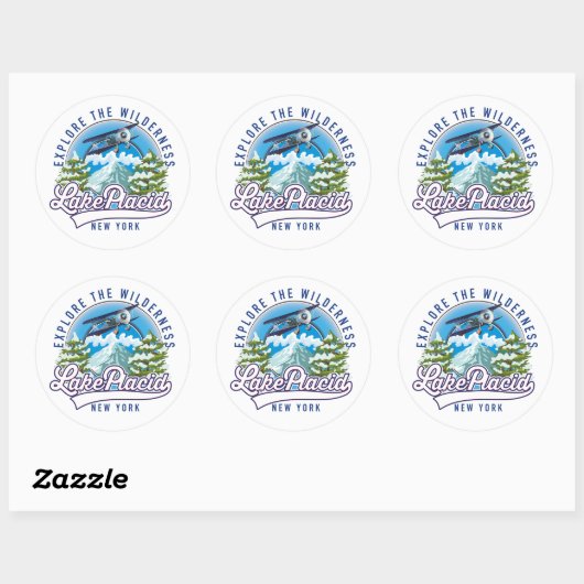 Verken de wildernis, Lake Placid Ronde Sticker (Vel)