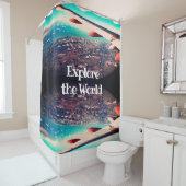 Verken de World Airplane vleugel & velden eronder Douchegordijn (In situ)