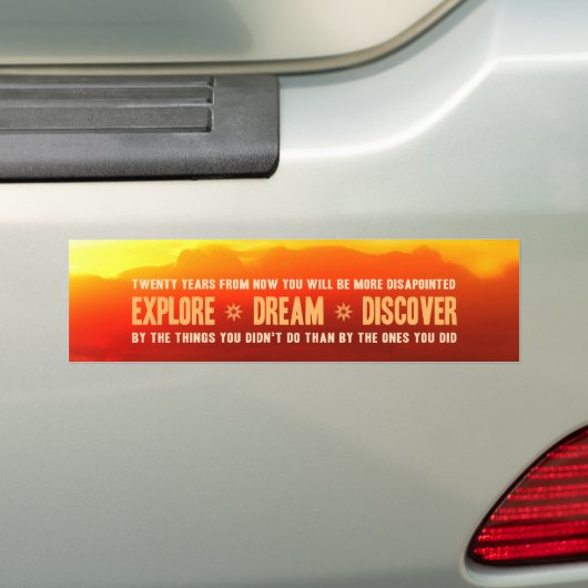 Verken. Dream. Ontdek het. Bumpersticker (Op auto)