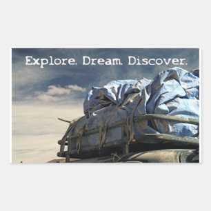 Verken. Dream. Ontdek het. Rechthoekige Sticker