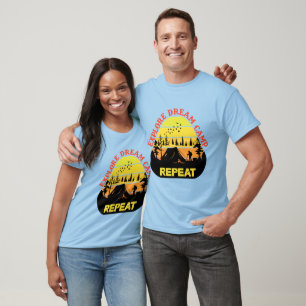 Verken droomkamp en herhaal woordkunst t-shirt