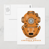 Verken een andere wereld (diepe duikhelm) briefkaart (Voorkant / Achterkant)