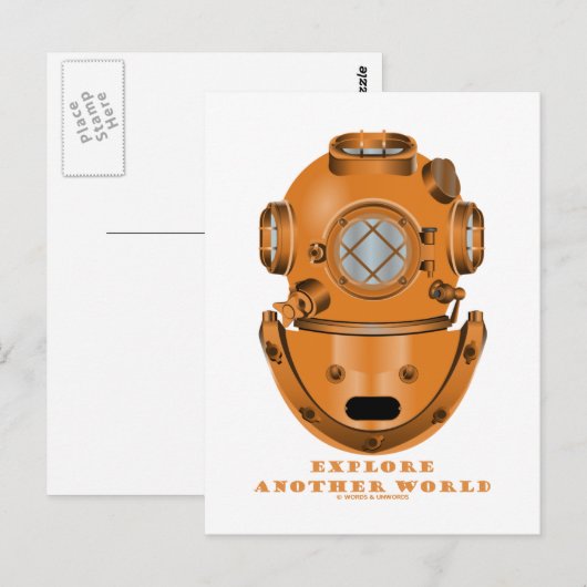 Verken een andere wereld (diepe duikhelm) briefkaart (Voorkant / Achterkant)