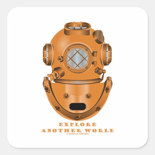 Verken een andere wereld (diepe duikhelm) vierkante sticker (Voorkant)