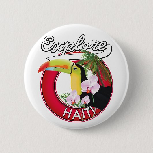 Verken Haïti logo reis patch. Poster Ronde Button 5,7 Cm (Voorkant)