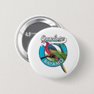 Verken Hawaii retro logo Knop Ronde Button 5,7 Cm