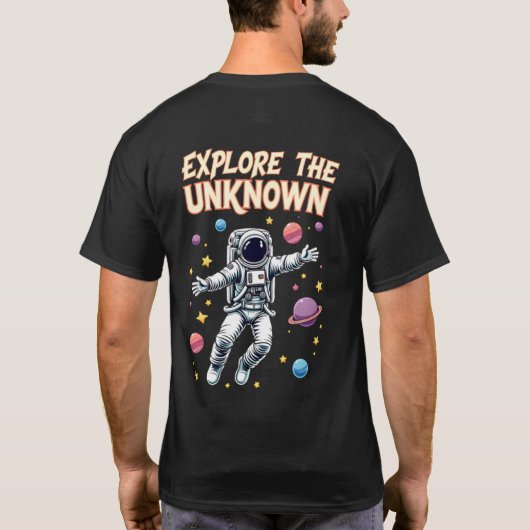 🚀 "Verken het onbekende" – Ruimteavontuur 🌌 T-shirt (Achterkant)