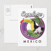 Verken Isla Holbox strand Mexico reizen patch Briefkaart (Voorkant / Achterkant)