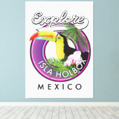 Verken Isla Holbox strand Mexico reizen patch Canvas Afdruk (Insitu (Houten vloer))