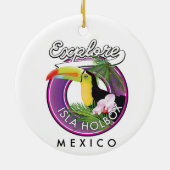 Verken Isla Holbox strand Mexico reizen patch Coff Keramisch Ornament (Achterkant)