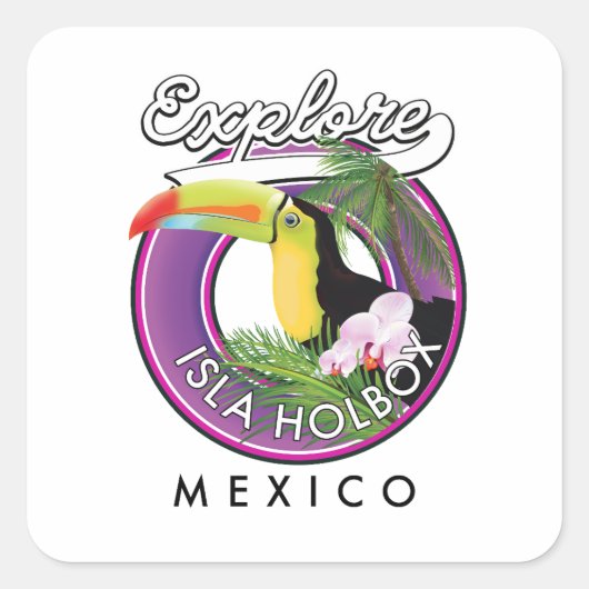 Verken Isla Holbox strand Mexico reizen patch Post Vierkante Sticker (Voorkant)