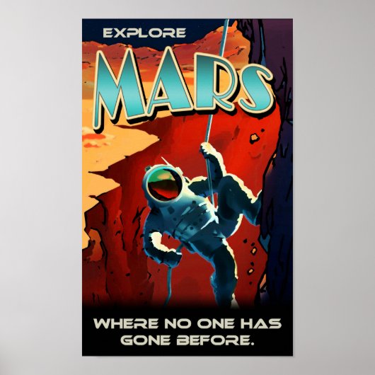 Verken Mars - Aangepaste NASA Retro Reisposter Poster (Voorkant)