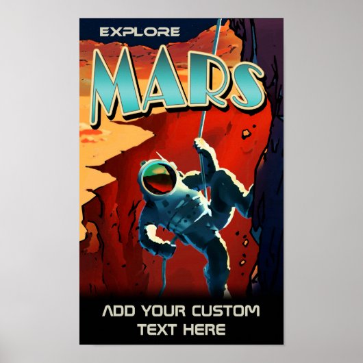 Verken Mars - Aangepaste NASA Retro Reisposter Poster (Voorkant)