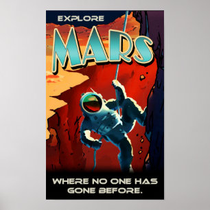 Verken Mars - Aangepaste NASA Retro Travel Poster