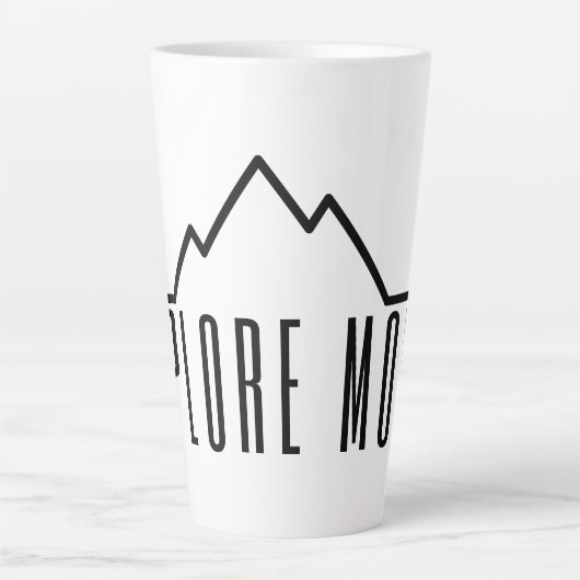Verken Meer Minimalistische Berg Latte Mok (Voorkant)