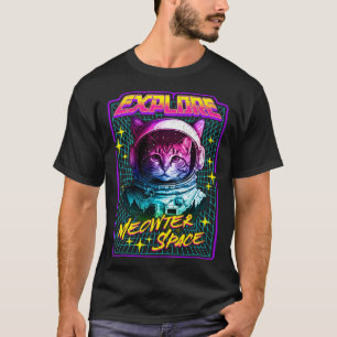 Verken Meowter Ruimte 80s Stijl Astronaut Ruimte T-shirt
