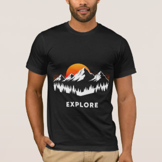 Verken Natuur Bergen Zonsondergang Minimalistisch  T-shirt