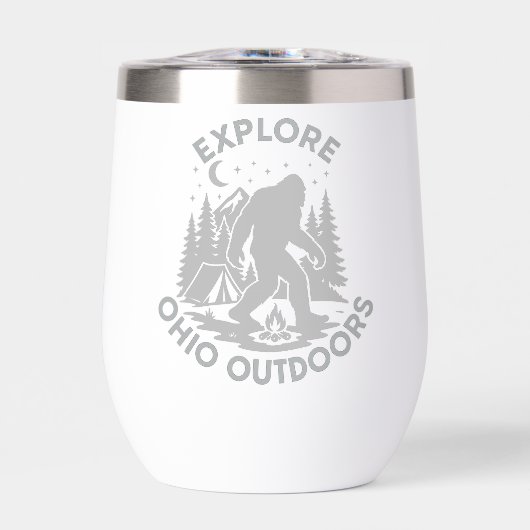 Verken Ohio Outdoors Bigfoot Camping Wine Tumbler (Voorkant)