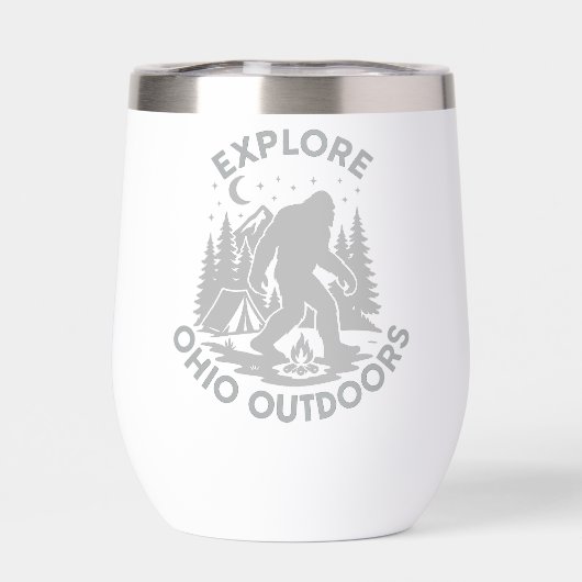 Verken Ohio Outdoors Bigfoot Camping Wine Tumbler (Achterkant)