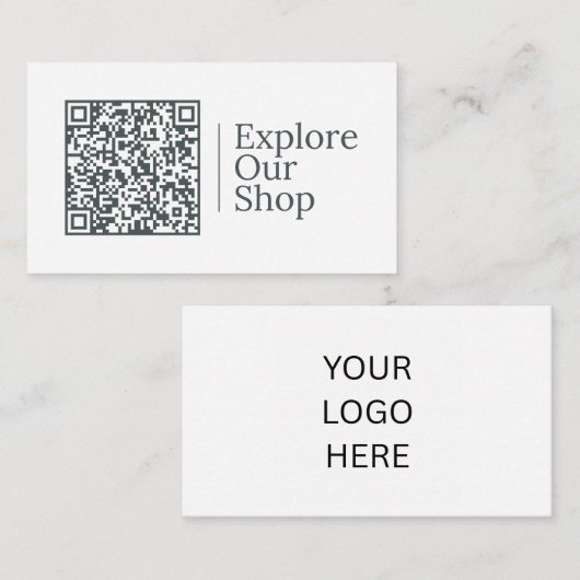 Verken onze winkel | Aanpasbare QR-code en logo Visitekaartje (Voorkant / Achterkant)