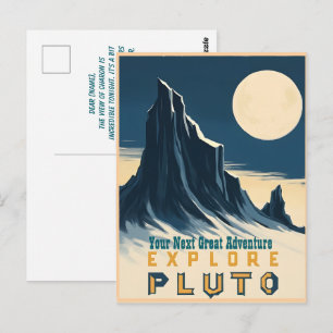 Verken Pluto Vintage Reisposter - Retro Ruimte Briefkaart