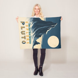 Verken Pluto Vintage Reisposter - Retro Ruimte Fleece Deken