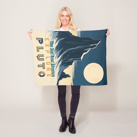 Verken Pluto Vintage Reisposter - Retro Ruimte Fleece Deken (In situ)