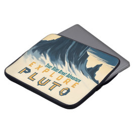 Verken Pluto Vintage Reisposter - Retro Ruimte Laptop Sleeve