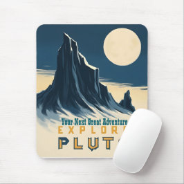 Verken Pluto Vintage Reisposter - Retro Ruimte Muismat