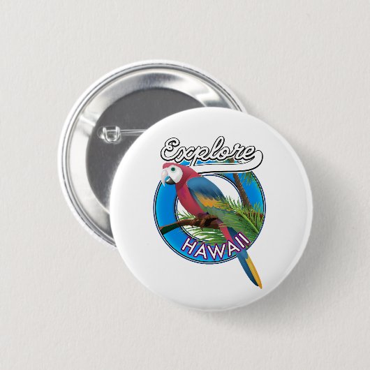 Verken retro logo van Hawaï Ronde Button 5,7 Cm (Voorkant /achterkant)