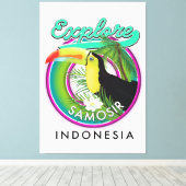 Verken Samosir indonesië reislogo Canvas Afdruk (Insitu (Houten vloer))