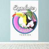 Verken Tampa Florida retro logo Canvas Afdruk (Insitu (Houten vloer))