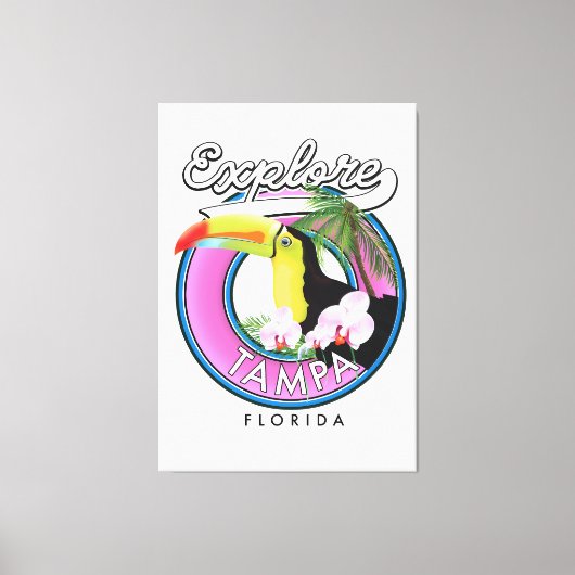 Verken Tampa Florida retro logo Canvas Afdruk (Voorkant)