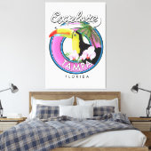 Verken Tampa Florida retro logo Canvas Afdruk (Insitu (Slaapkamer))