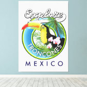 Verken Troncones Mexico retro logo Canvas Afdruk (Insitu (Houten vloer))