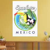 Verken Troncones Mexico retro logo Canvas Afdruk (Insitu (Woonkamer))