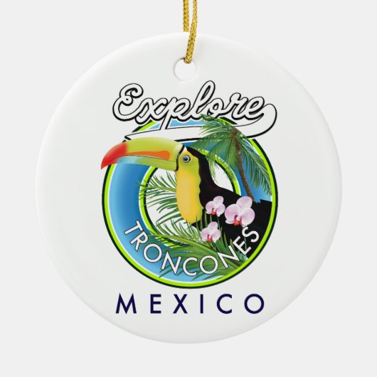 Verken Troncones Mexico retro logo Keramisch Ornament (Voorkant)