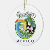Verken Troncones Mexico retro logo Keramisch Ornament (Links)