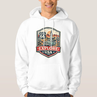 Verken USA Route 66 Vintage Road Trip Badge T-Shir Hoodie