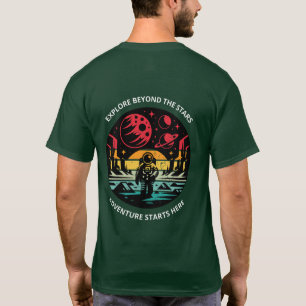 Verken Voorbij De Sterren Retro Ruimte Avontuur T- T-shirt