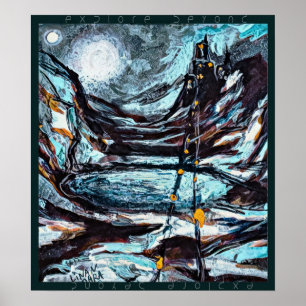 Verken voorbij een fantasiekunst met een kasteel poster