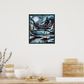 Verken voorbij een fantasiekunst met een kasteel poster (Keuken)