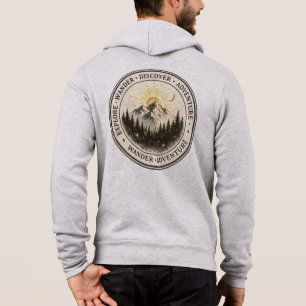 Verken Wander Ontdek Achterprint Berg Ritssluiting Hoodie